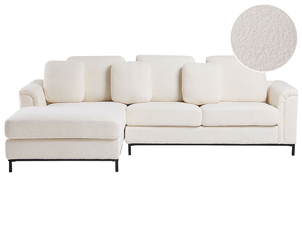 Canapé d'angle OSLO Bouclé Blanc Côté droit