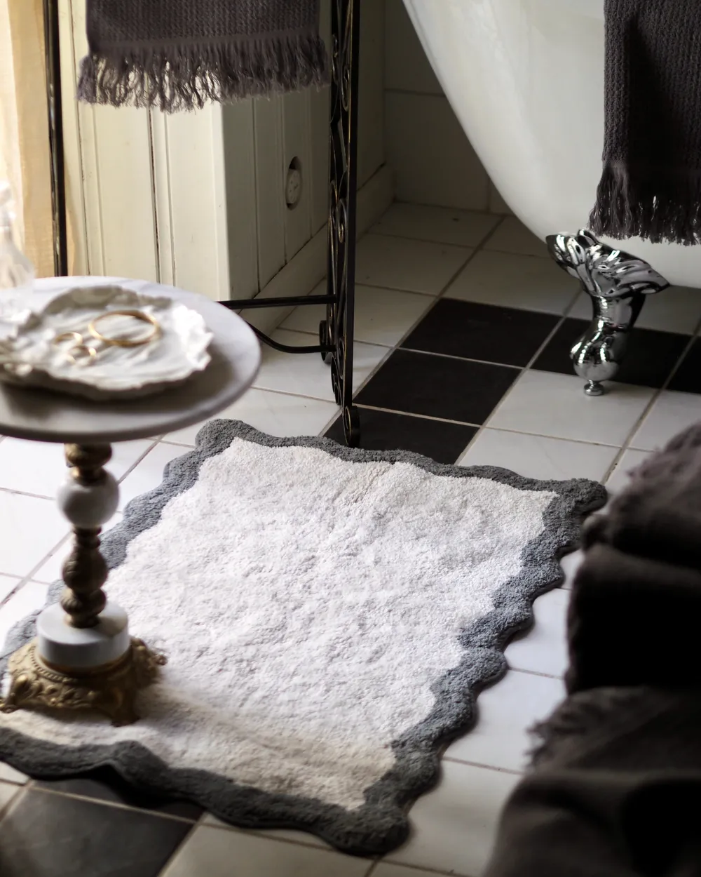 Bath Mat NANGAL Grey/ Beige 60 x 90 cm Cotton_1065324
