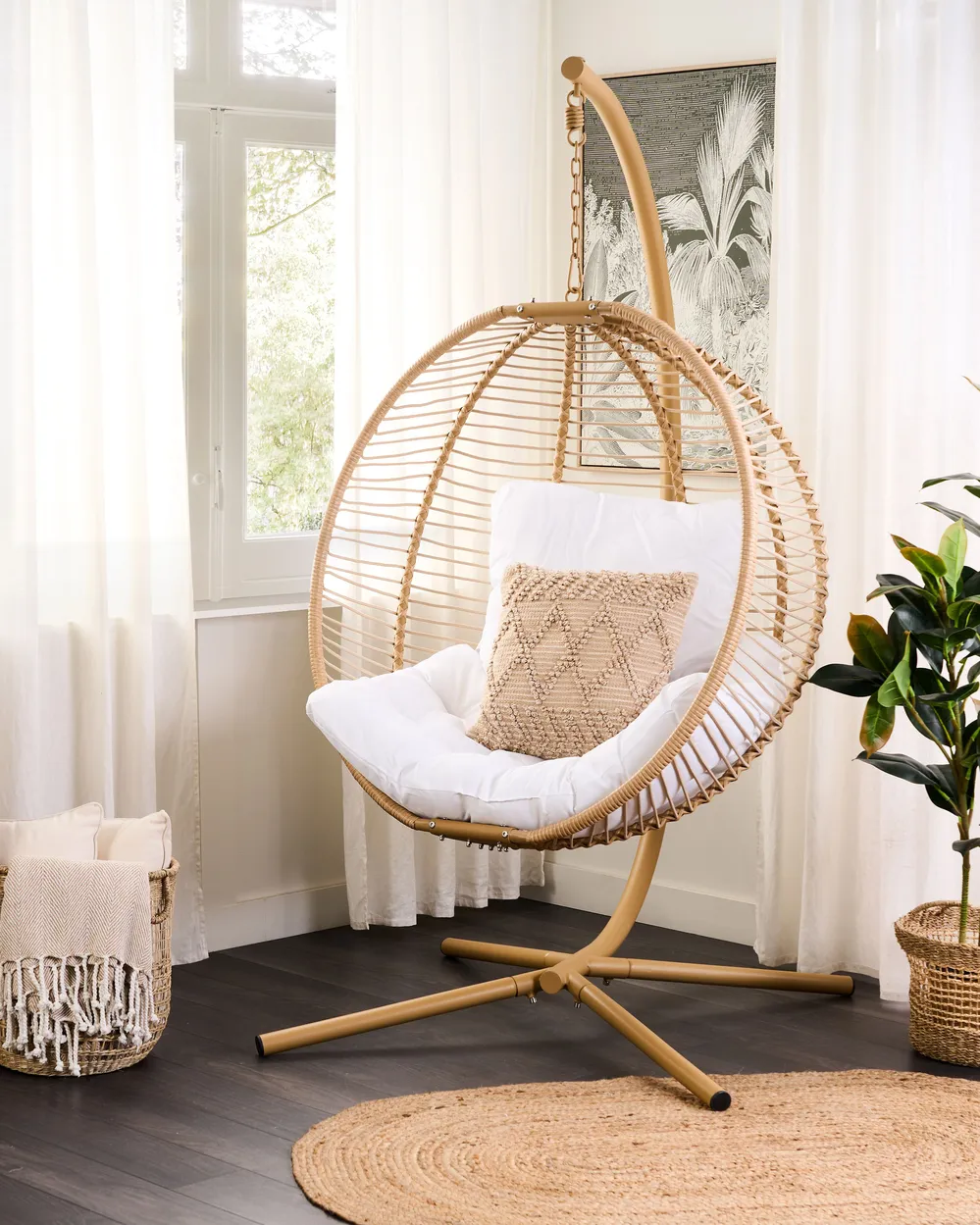Hanging Chair with Stand ARCO Metal Beige