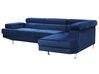 Left Hand Corner Velvet Sofa Navy Blue NORREA_784862