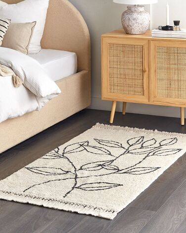 Cotton Area Rug 80 x 150 cm Beige and Black SAZLI