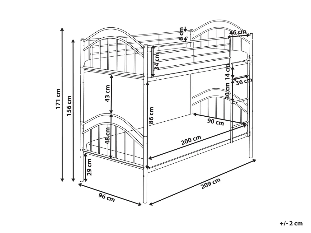 Bunk Bed Metal CHARTRES 90 x 200 cm (EU Single) Beige_1116748