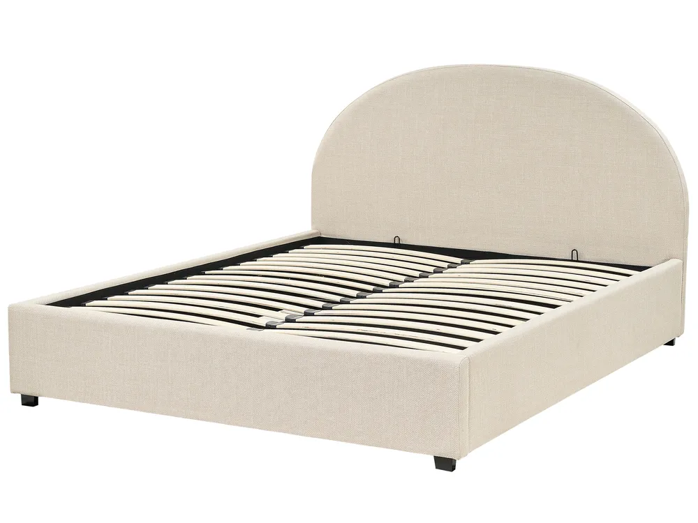 Ottoman Bed VAUCLUSE Fabric Sand Beige 160 x 200 cm (EU King Size)_876839