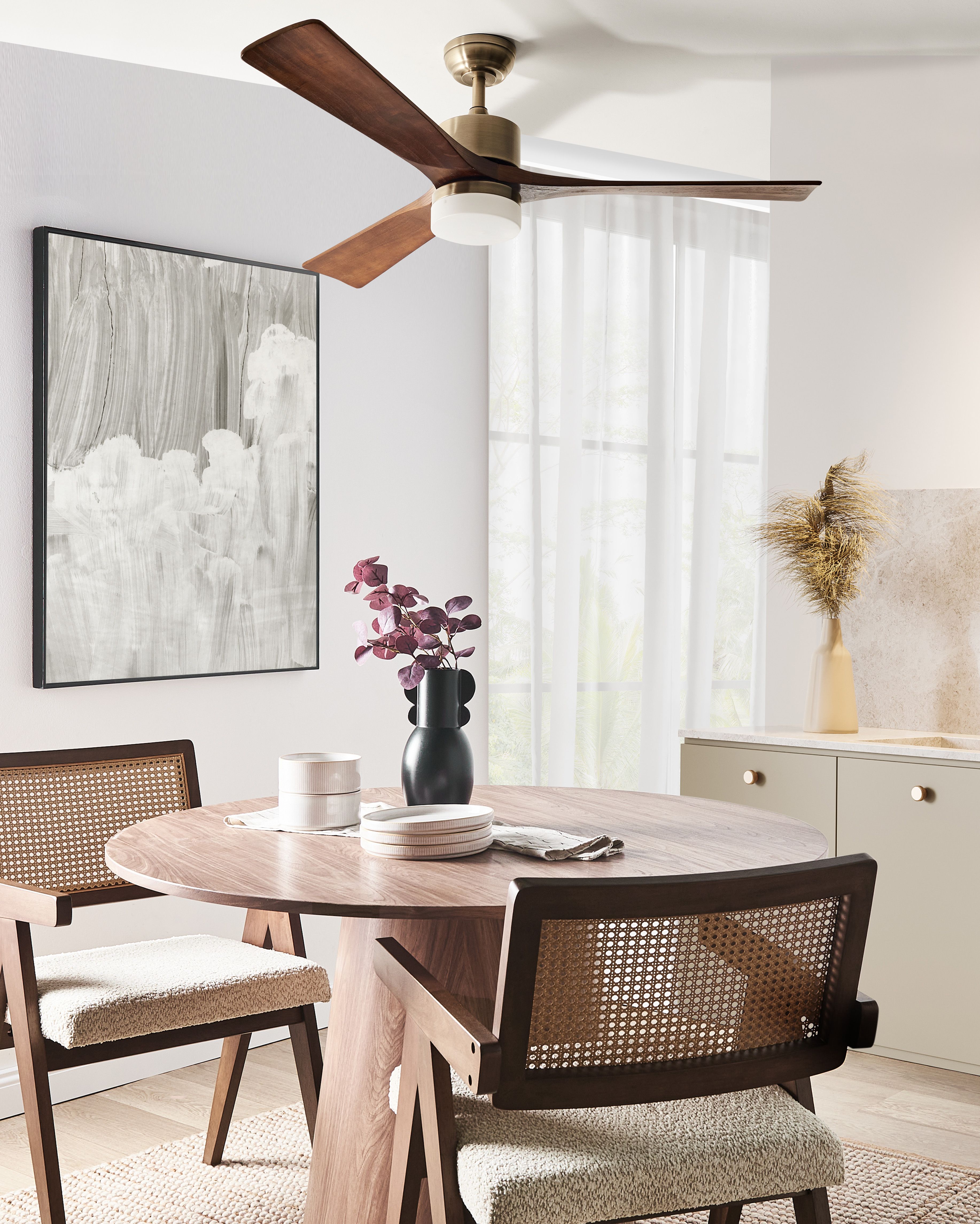 Brass Mid Century Ceiling Fan Ceiling Fan With Light ARUWIMI With