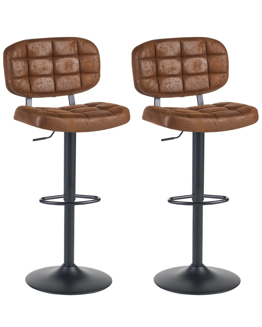 Set of 2 Bar Stools TILTON Swivel Faux Suede Brown
