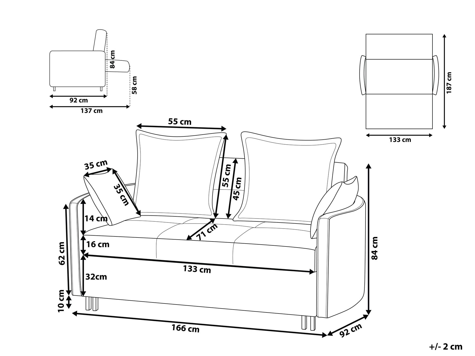 Fabric Sofa Bed Taupe HOVIN_962249