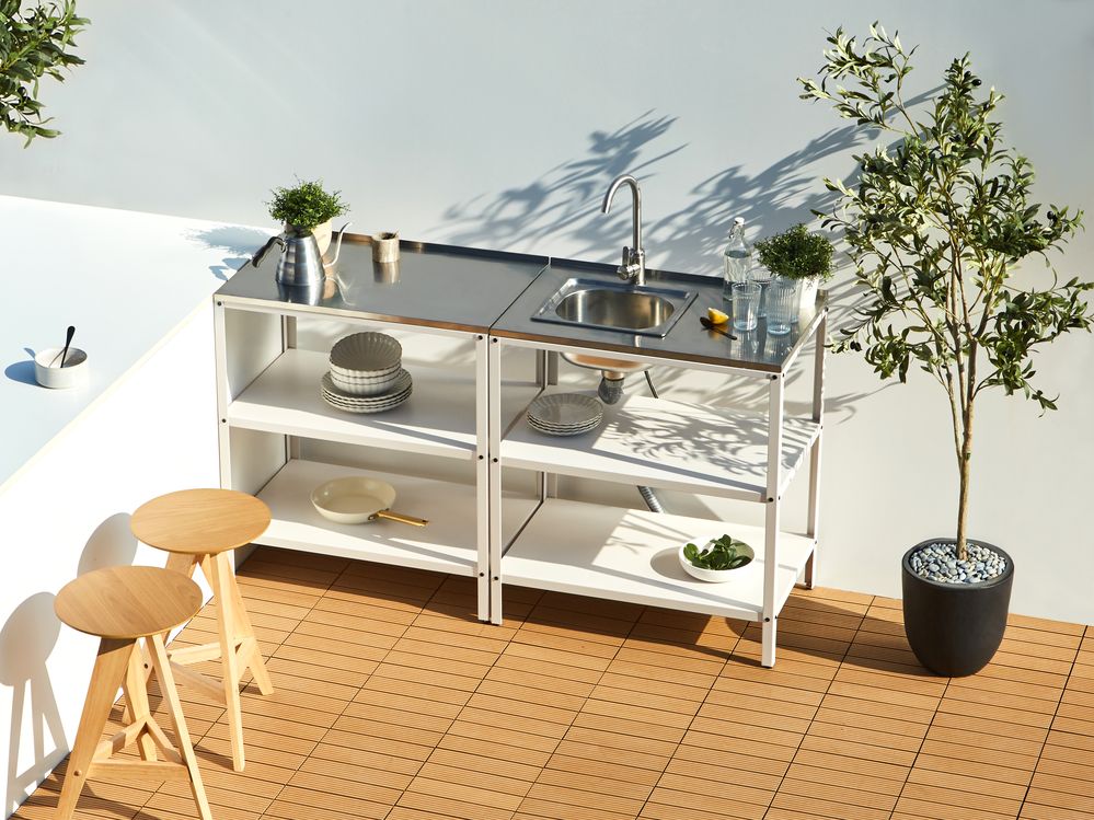 Outdoor Kitchen Island with Sink VILAMA White