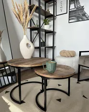 Set di 2 tavolini da caffè CLATON Marrone_921441
