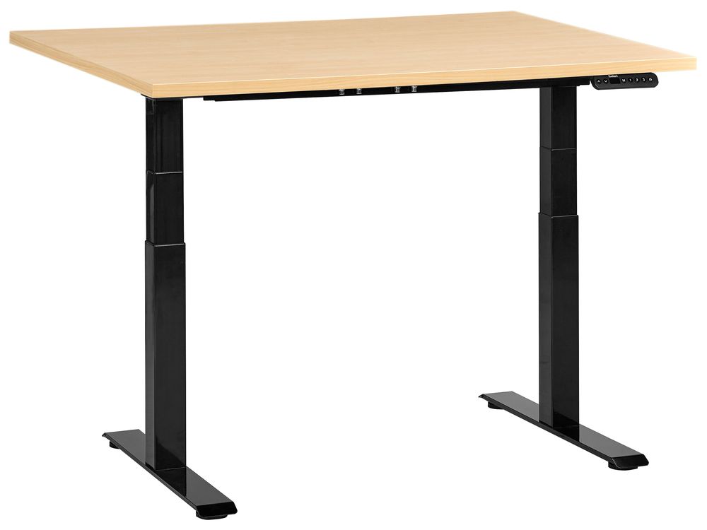 Secretária de pé ajustável eletricamente DESTINES 120 cm x 72 cm Preto/Castanho claro
