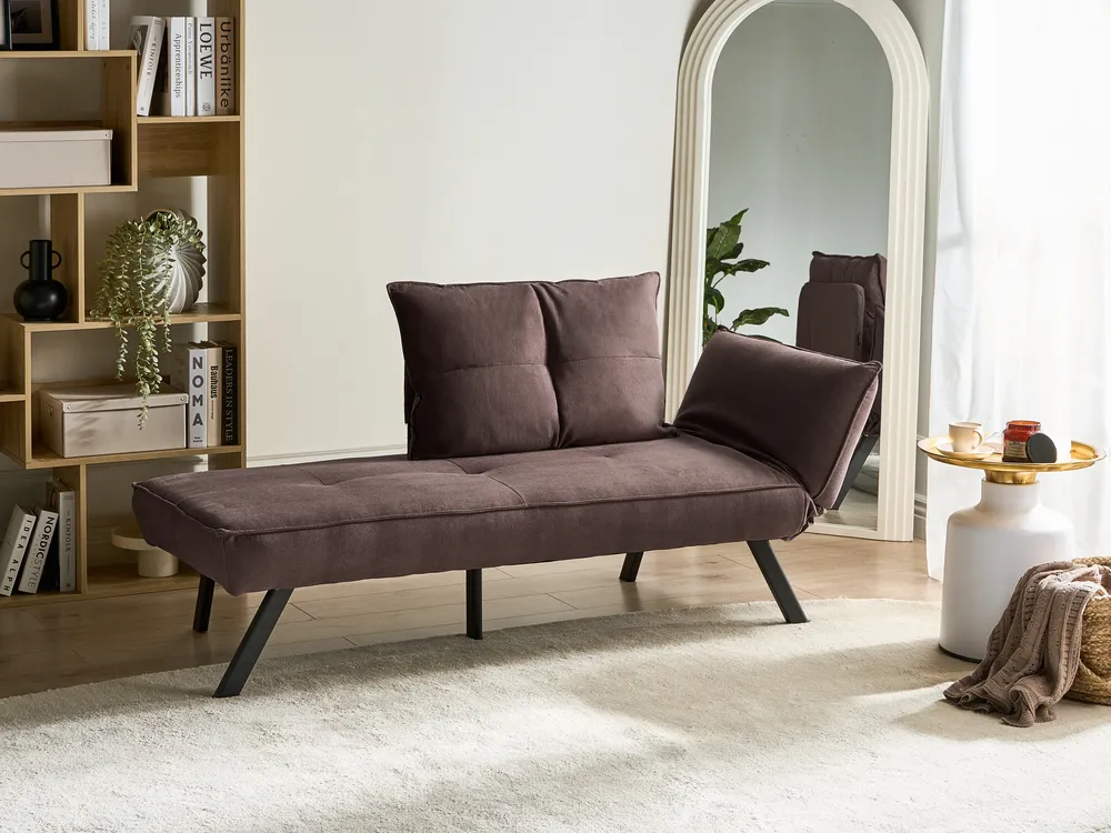 Right-Hand Chaise Longue ROCAMADOUR Fabric Brown