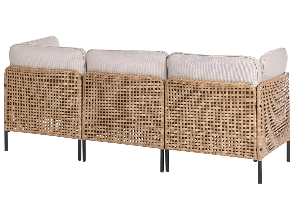 Garden Lounge Set with Table 6 Seater OMEGANA Modular PE Rattan Light Beige_1040896