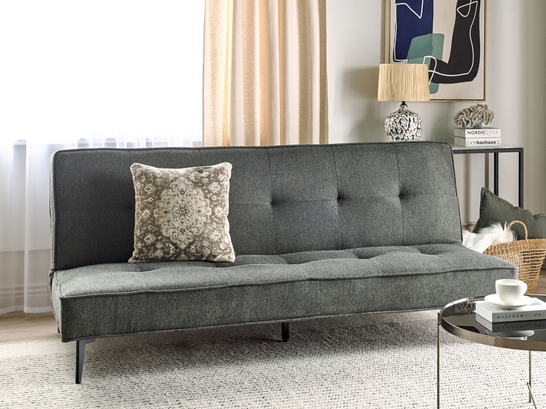 Fabric Sofa Bed Dark Grey ESSVIK_894364