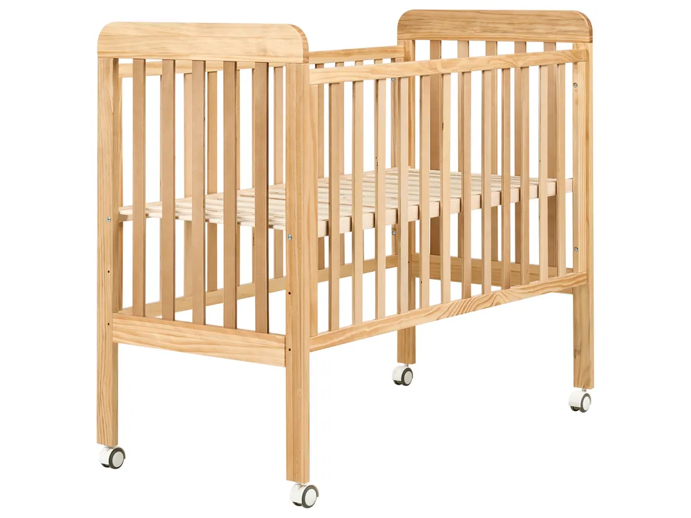 Baby Cot Bed Pine Wood BODMIN 60 x 120 cm with Wheels Light Brown