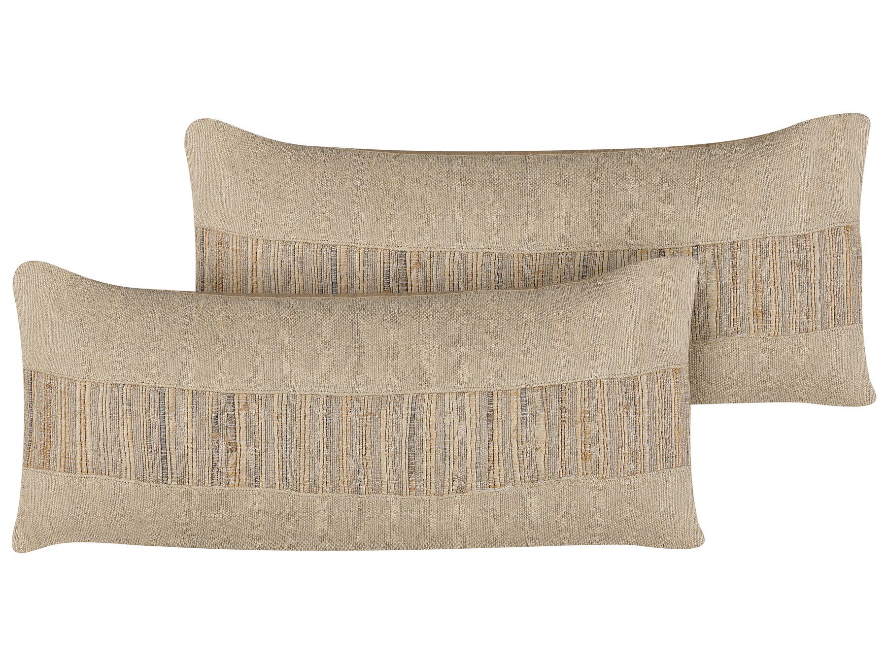 Set of 2 Jute Cushions 30 x 70 cm Beige LUINA_887834