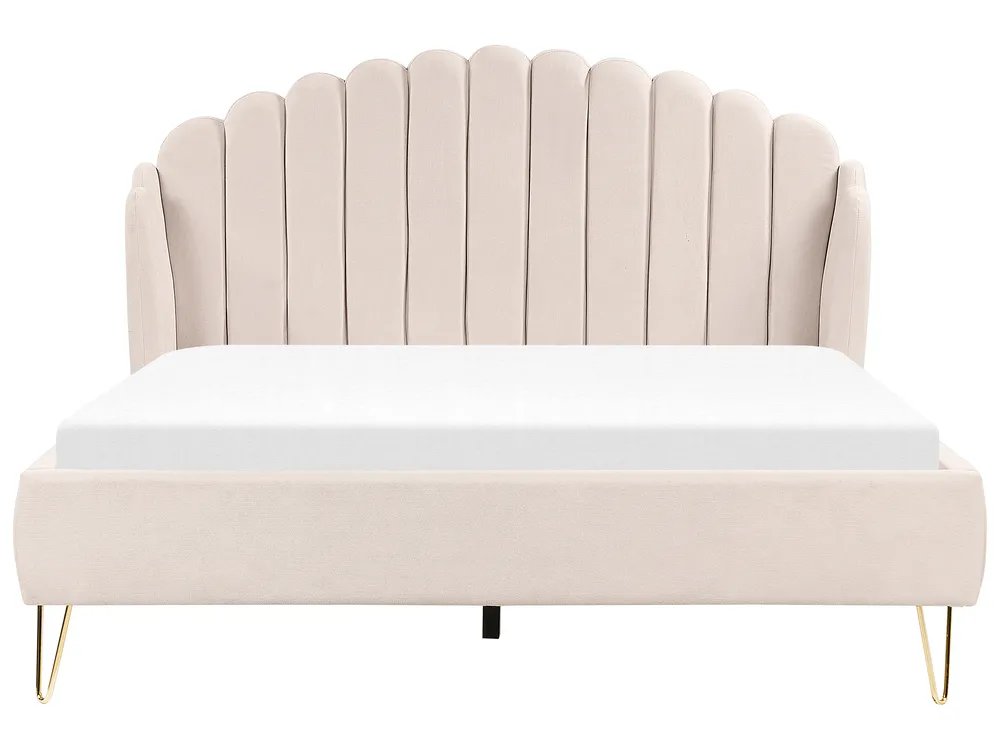 Bett mit Lattenrost Stoff AMBILLOU 160 x 200 cm Hellbeige_873205