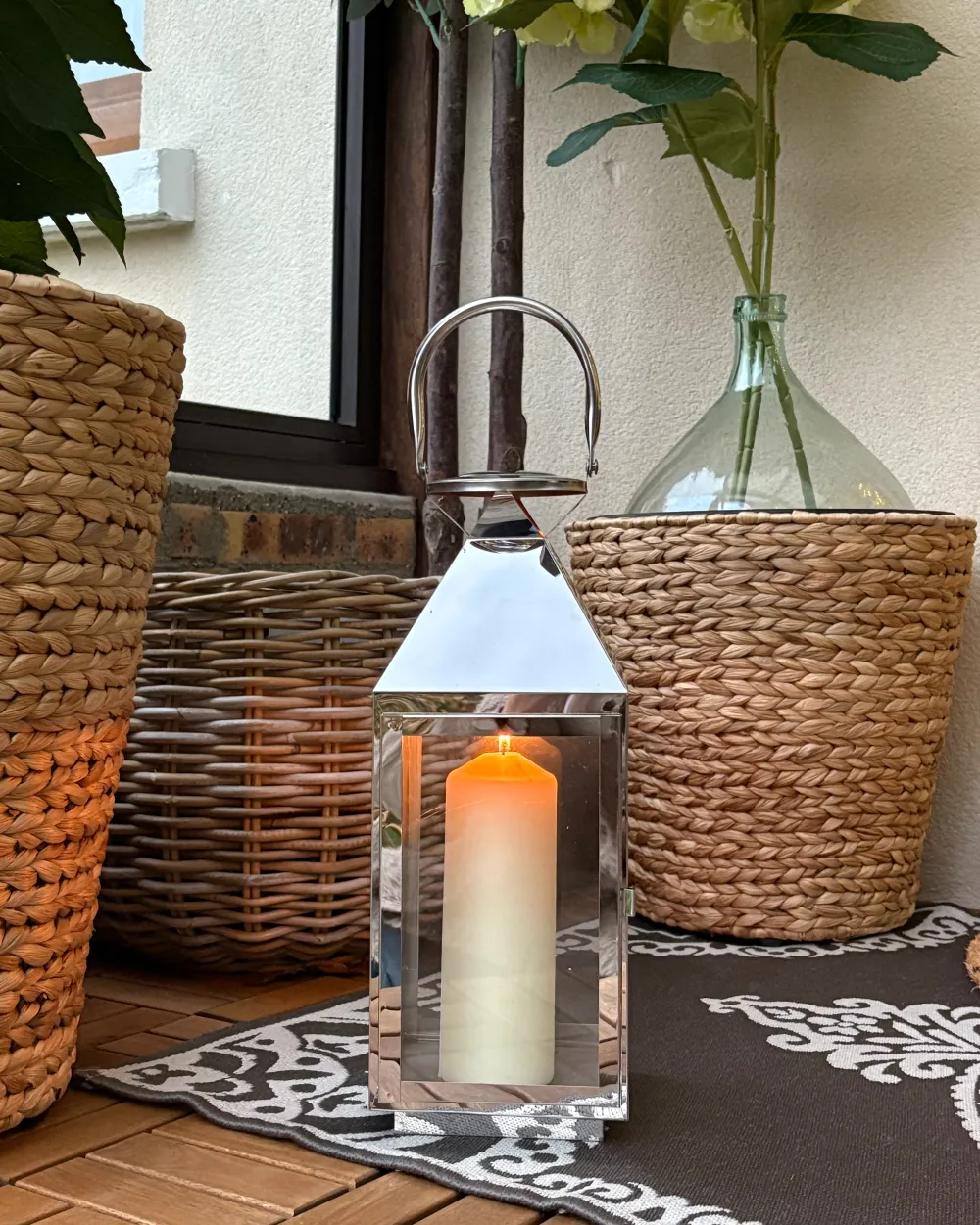 Lanterne Edzard Sanremo Argentée - Hauteur 26 Cm, Résistante Au Ternissement, Pour Bougies