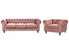 Living Room Set 4 Seater CHESTERFIELD Velvet Pink