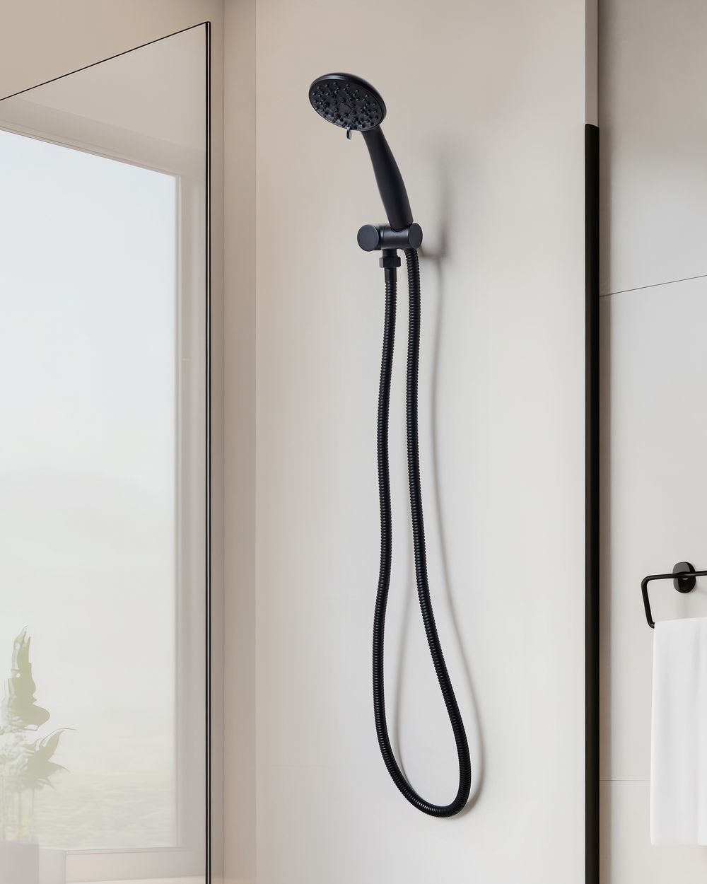 Shower Head and Hose Kit MACAY 3-function Black