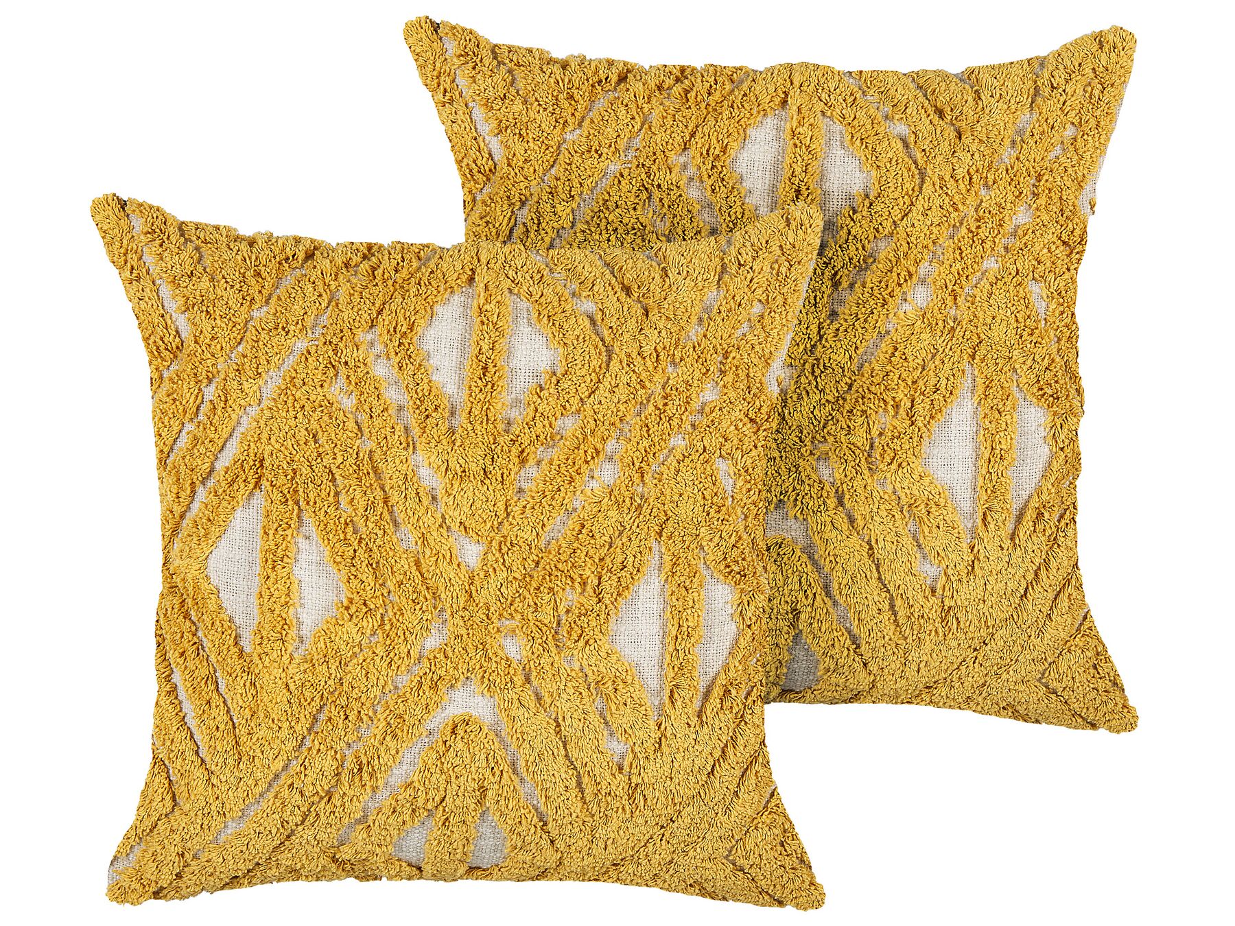 Set di 2 cuscini cotone trapuntati giallo senape e beige 45 x 45 cm ALCEA_835165