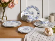 Set of 12 Dinnerware GALANGAL Porcelain White/ Blue_1069031