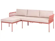 Garden Corner Sofa 3 Seater ONZO with Tables Metal Red Right Hand_1084397