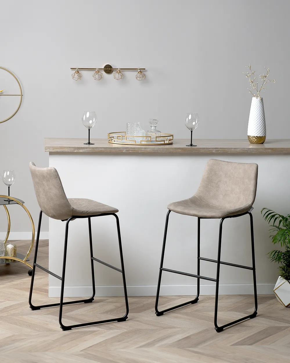 Set of 2 Bar Chairs FRANKS Beige