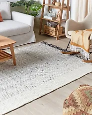 Rug OMERLI White 140 x 200 cm Wool_1184639