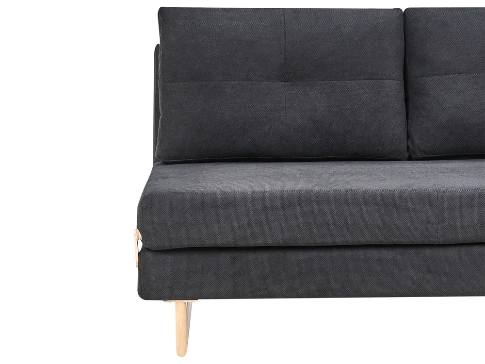 Sofa Bed 3 Seater JERSLEV Fabric Black_1013011