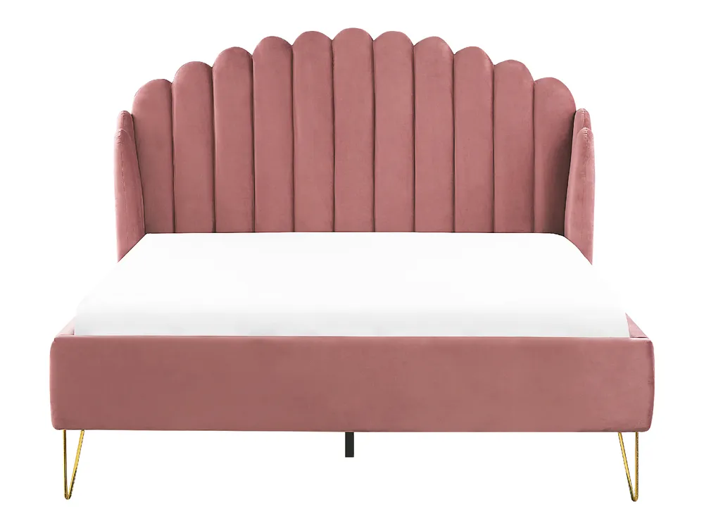 Bett mit Lattenrost Samtstoff AMBILLOU 140 x 200 cm Rosa_857076