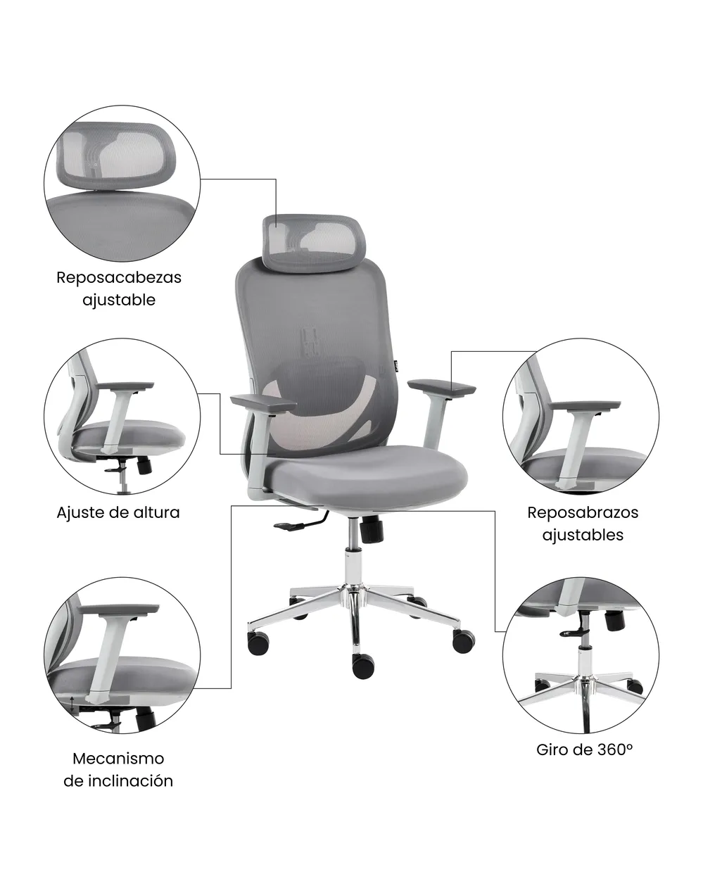 Silla de oficina ERVIONE Gris_1071082
