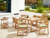 8 Seater Certified Acacia Wood Garden Dining Set with Leaf Pattern Green Cushions SASSARI II_924049