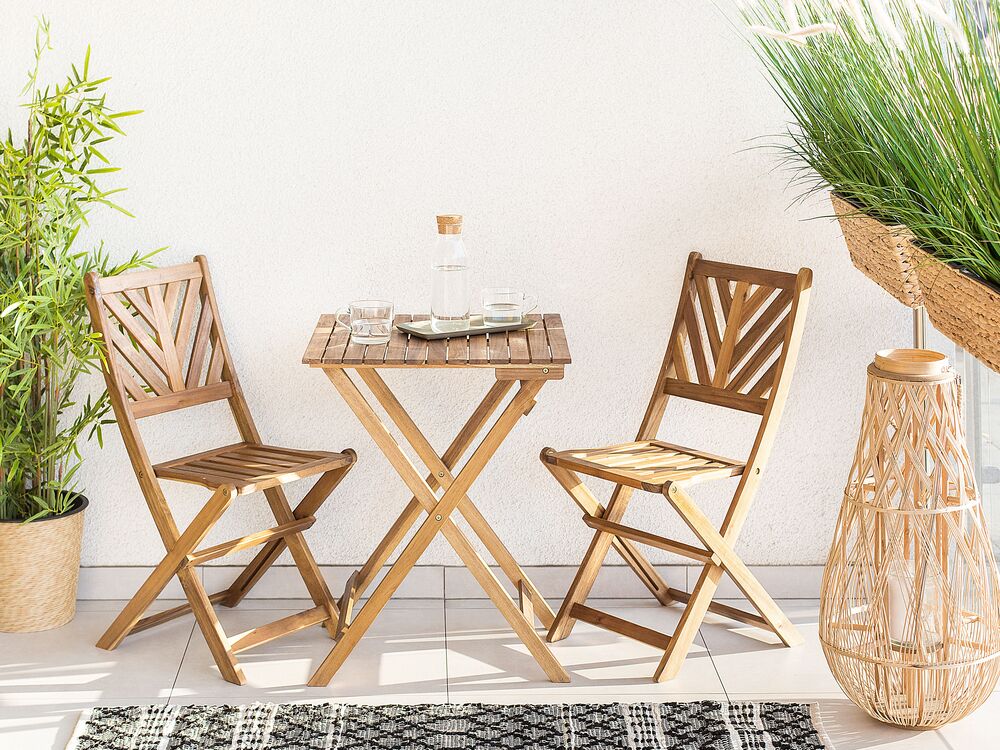 Bistro Set Folding TERNI Acacia Wood Brown