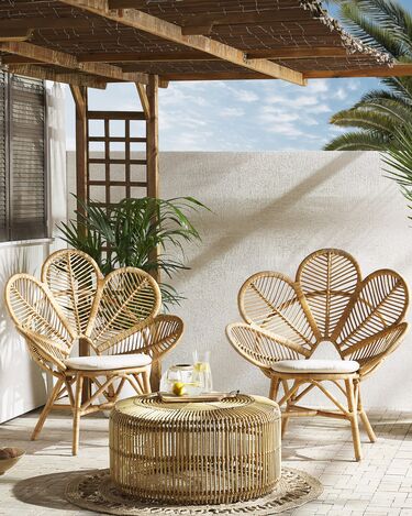 Set of 2 Rattan Peacock Chairs Natural FLORENTINE