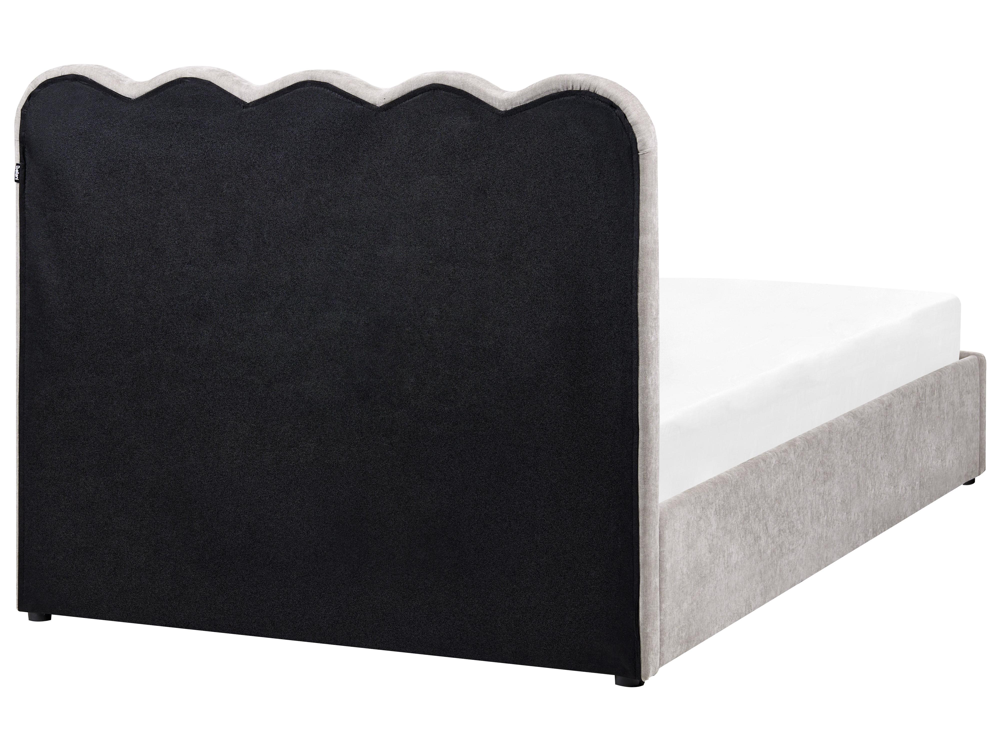 Bett mit Stauraum NANTERRE Chenillegewebe Taupe 120 x 200 cm_1082435