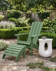 Garden Chair ADIRONDACK with Footstool Green_809550