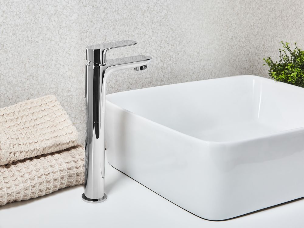 Tall Basin Mixer Tap CHIMBOTE Brass Silver