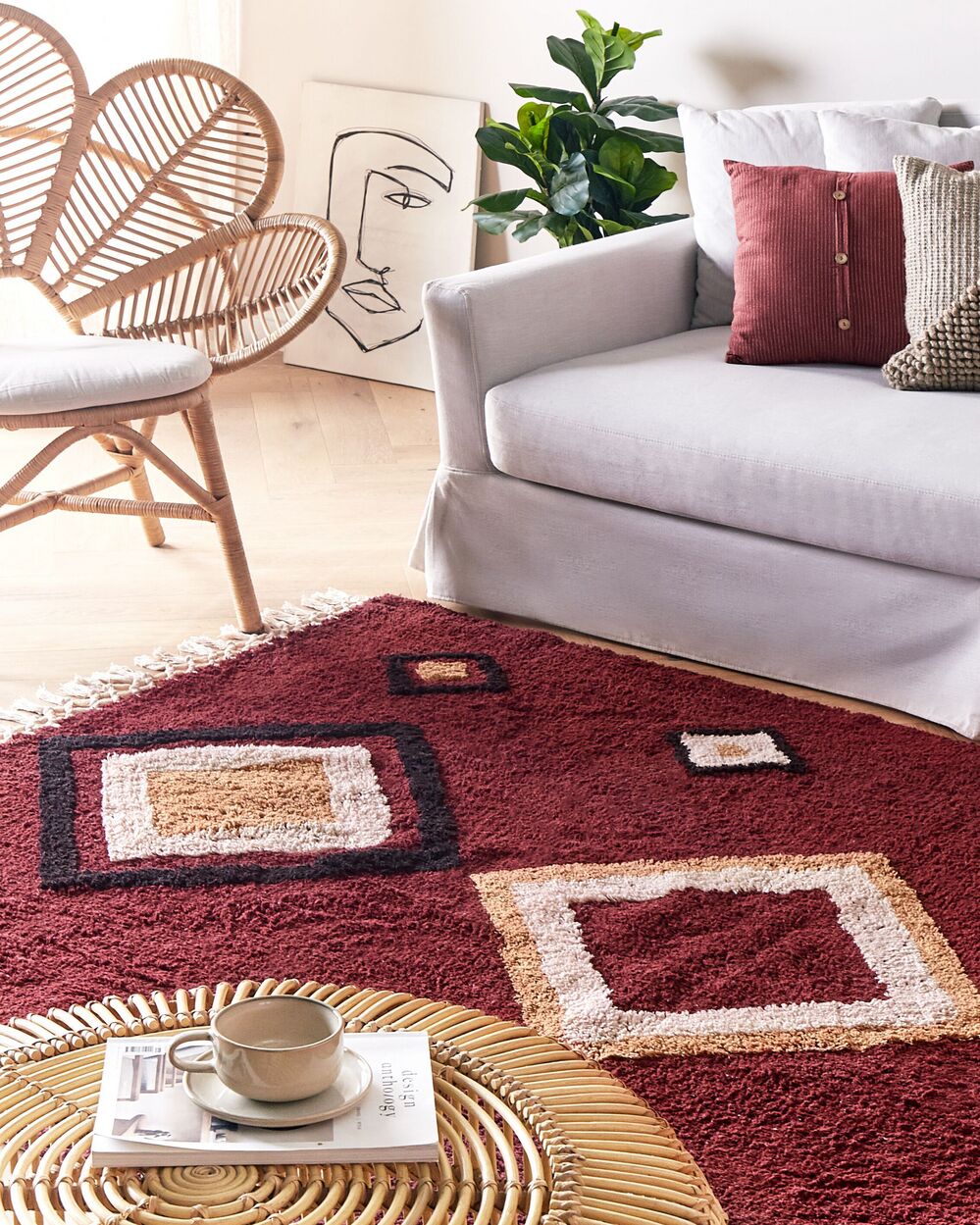 Rug SIIRT Red 140 x 200 cm Cotton - Beliani.pl
