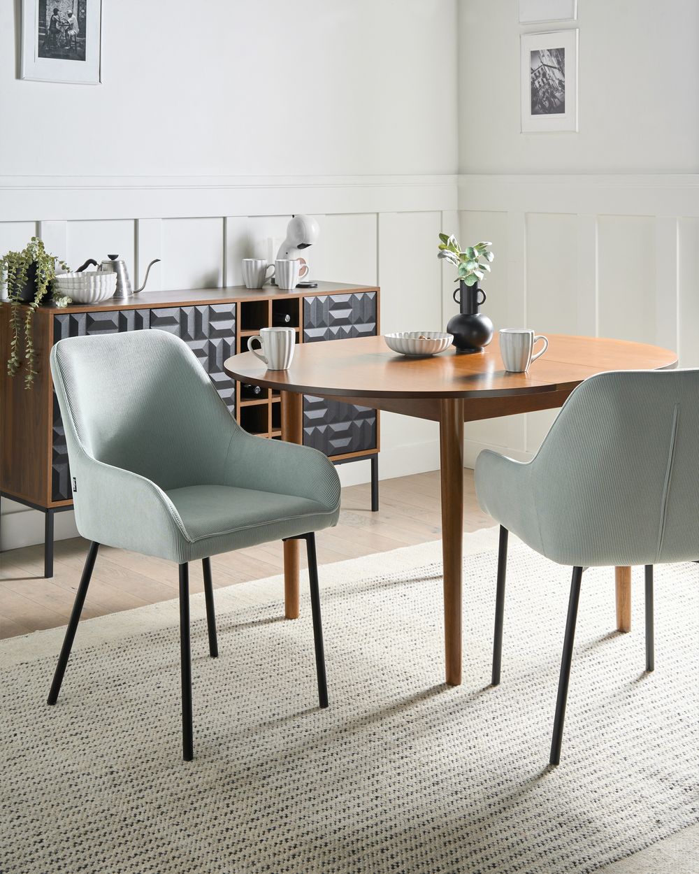 Set di 2 sedie da pranzo LOVERNA Velluto a coste Verde menta