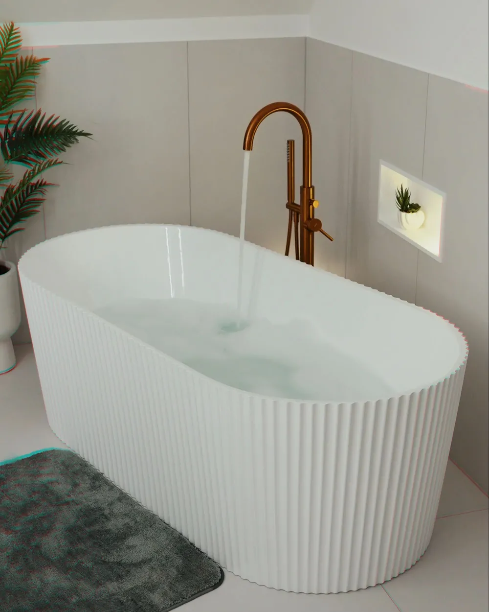 Bath Mat URLANA Grey 60 x 90 cm Microfibre_1082641