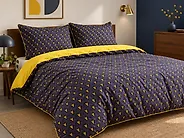 Ensemble de housses de couette WALLINGFORD 155 x 220 cm Satin de coton Bleu_1178241