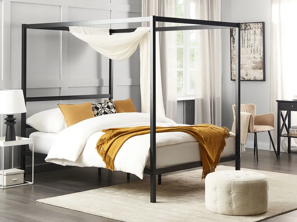 Himmelbett Metall LESTARDS 140 x 200 cm Schwarz_863337