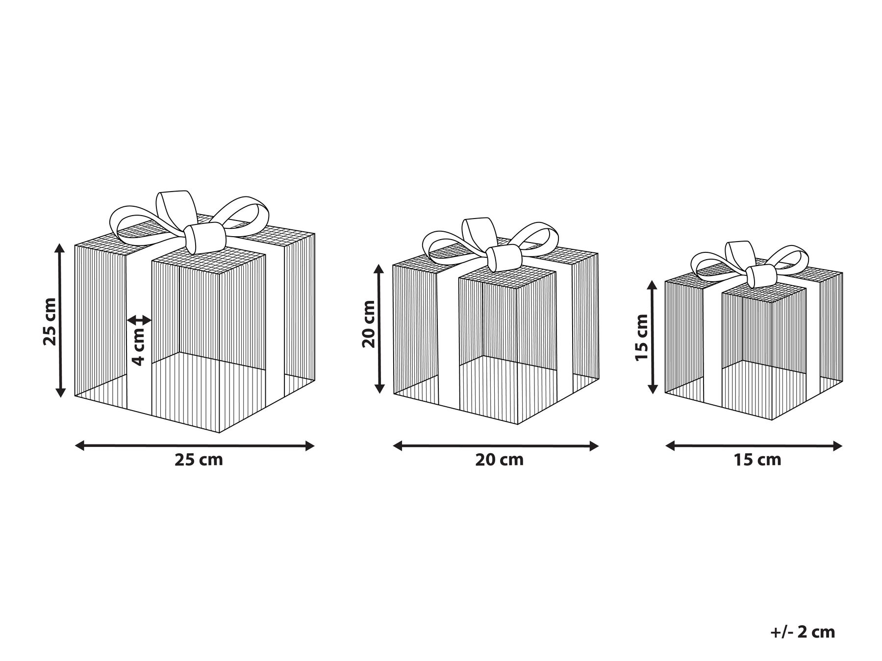 Set of 3 Outdoor LED Decorations Christmas Gifts 25 cm Silver ARNES_880446 Set of 3 Outdoor LED Decorations Christmas Gifts 25 cm Silver ARNES_880446