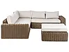 Garden Corner Sofa with Ottoman 6 Seater PALERMO Modular PE Rattan Brown