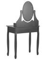 Toaletní stolek s kulatým zrcadlem a stoličkou černá ASTRE_823902