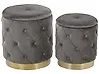 Set of 2 Storage Pouffes PUEBLO Velvet Grey