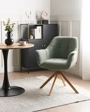 Dining Chair Swivel HAYDEN Boucle Light Green_1037142