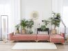 Left Hand Modular Velvet Sofa Pink ABERDEEN_750029