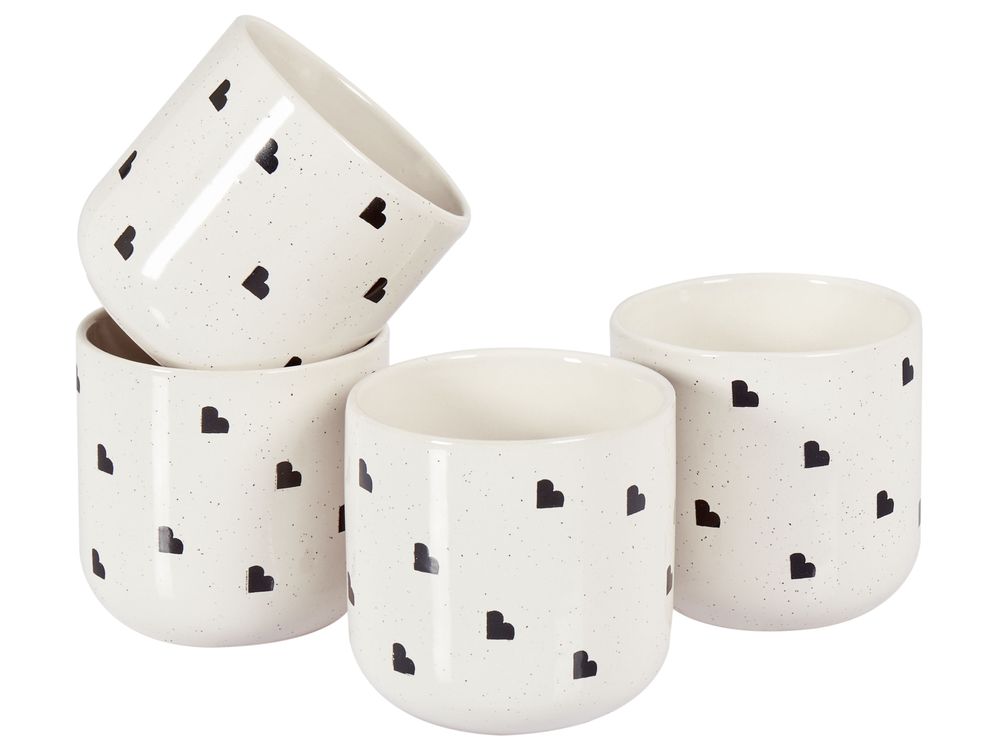 Set de 4 mugs ANNISE Grès Blanc cassé