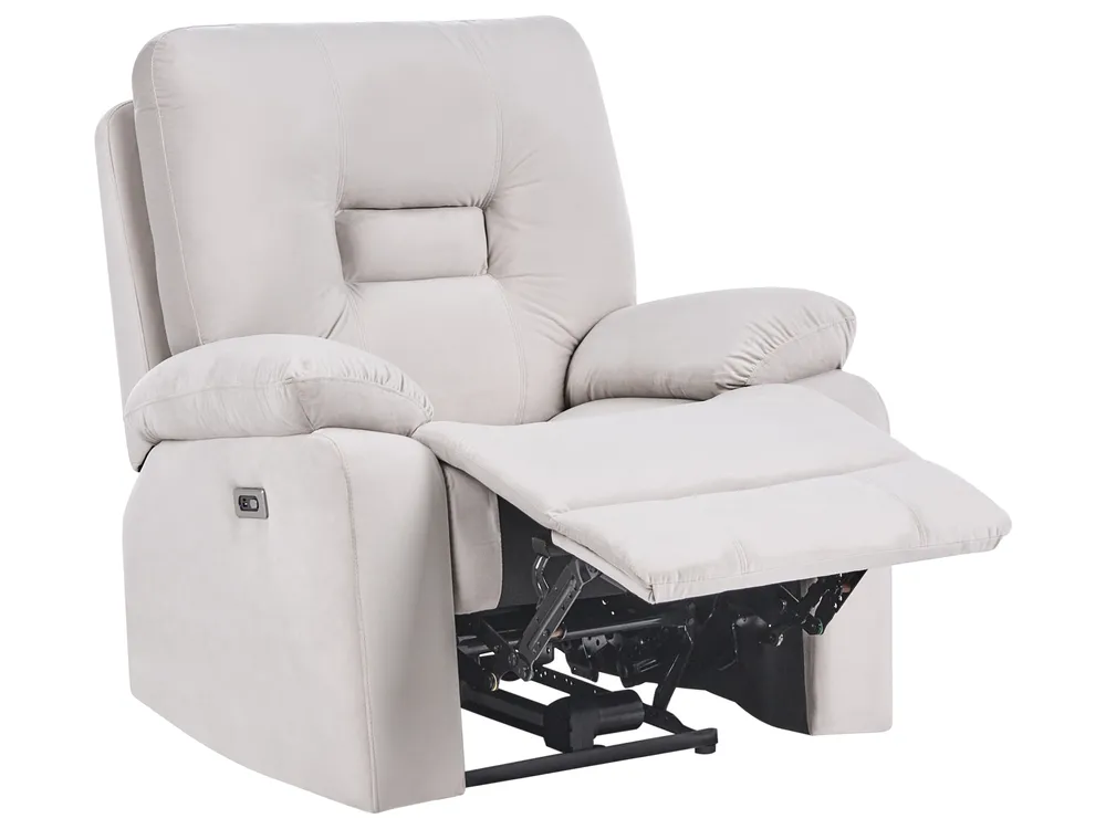 Electric Recliner Living Room Set 6 Seater BERGEN with USB Port Velvet Light Beige_1064829