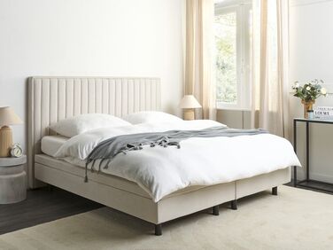 Fabric EU Super King Size Adjustable Bed Beige DUKE II